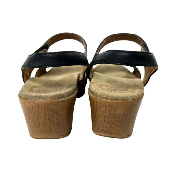 Dansko Black Tooled Leather Open Toe Ankle Strap Studded Block Heel Sandal Sz 37 - Picture 4 of 9